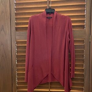 Eileen Fisher Women's Small S Soft Red Cotton Linen Long Cardigan Sweater